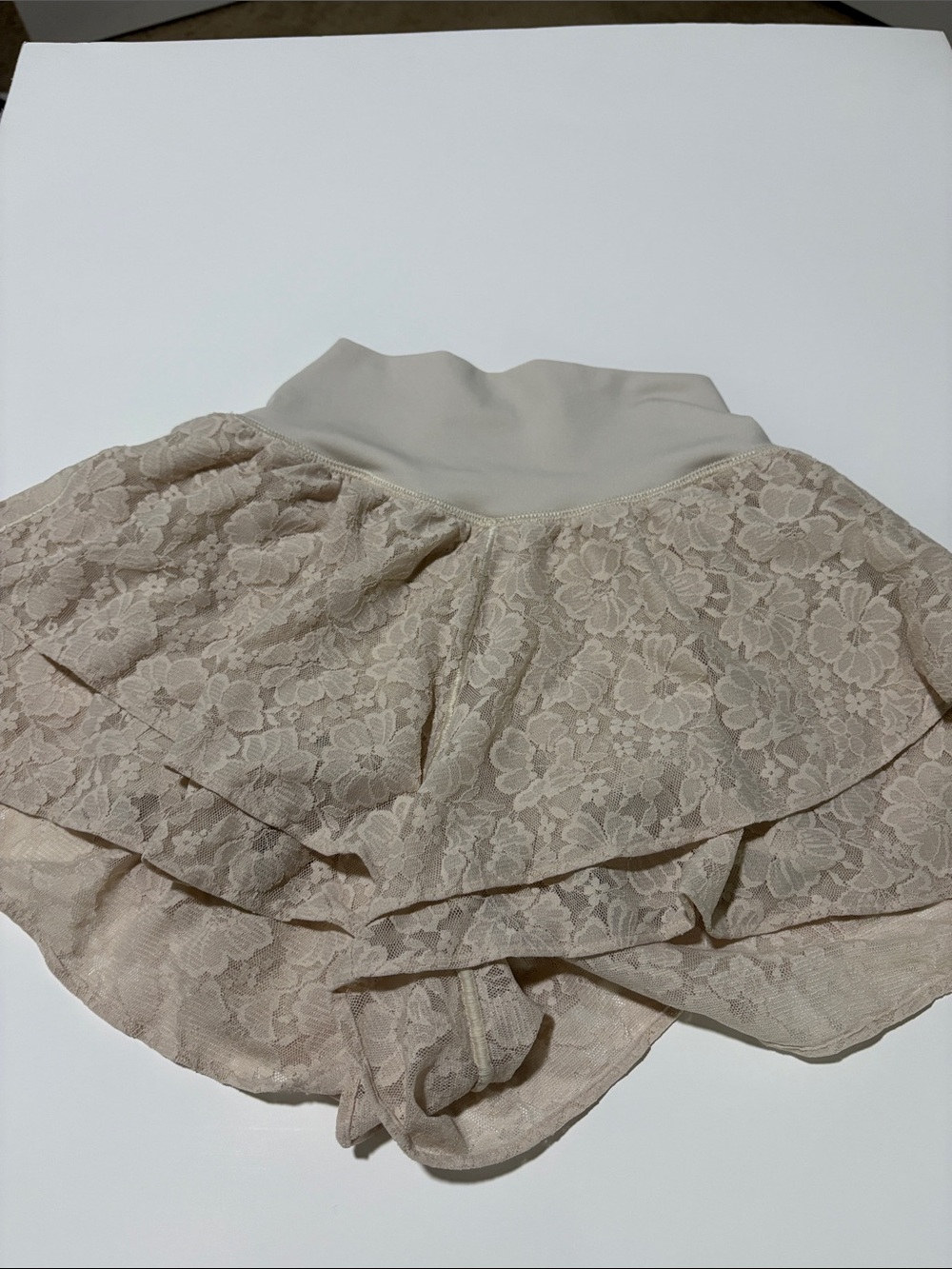 Lace Tiered Circle Skirt — Neutral Beige
